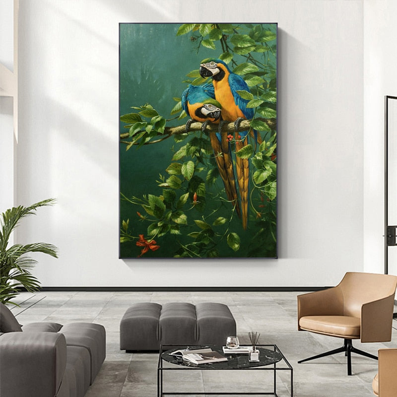 Affiche Jungle Couple Perroquet Déco-exotique.fr