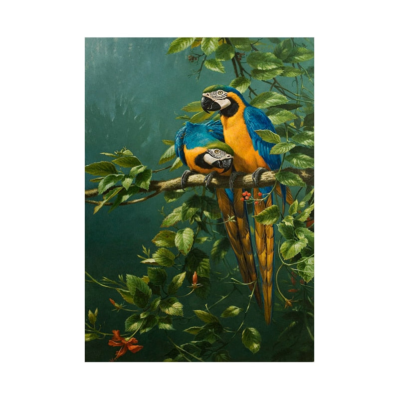 Affiche Jungle Couple Perroquet Déco-exotique.fr