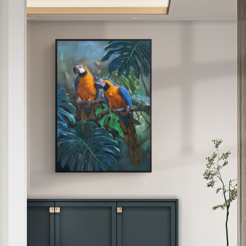 Affiche Jungle Couple Perroquet Déco-exotique.fr
