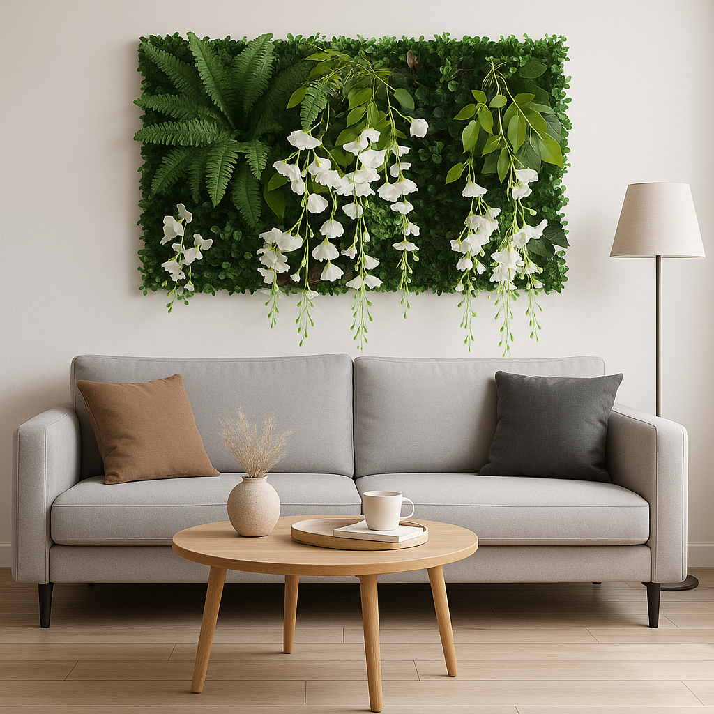 Tableau Végétal Vert et Blanc- Déco Exotique
