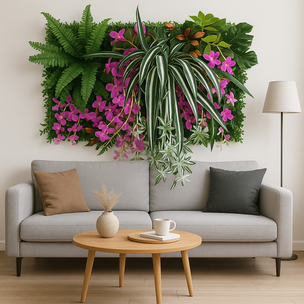 Tableau Végétal Vert et Rose- Déco Exotique