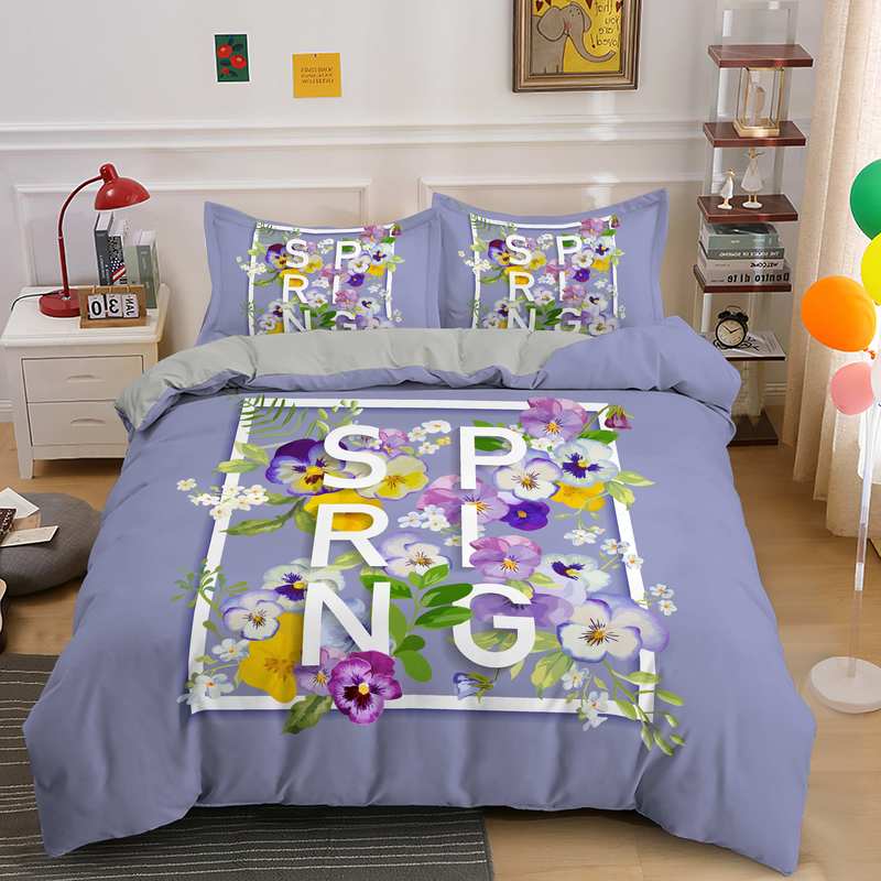 Housse de couette Tropical Spring Violette Déco-exotique.fr