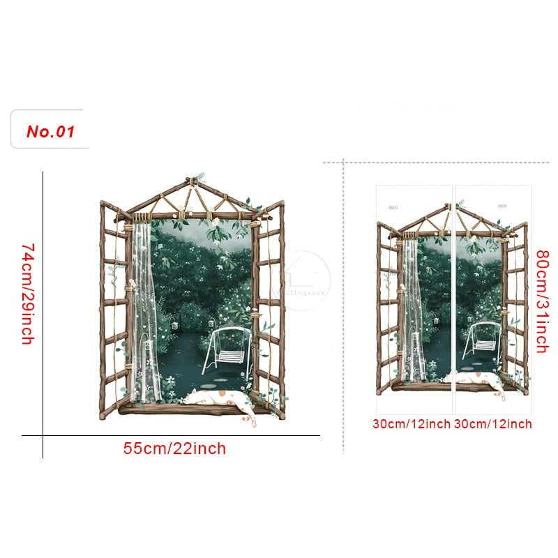 Stickers Trompe l'oeil Fenêtre sur jardin Déco-exotique.fr