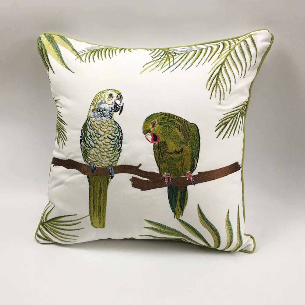 Coussin Jungle Couple Perroquet Déco-exotique.fr