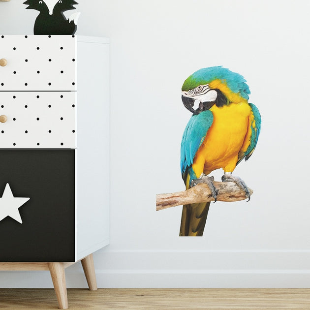 Planche de stickers muraux déco exotique avec perroquets du Brésil