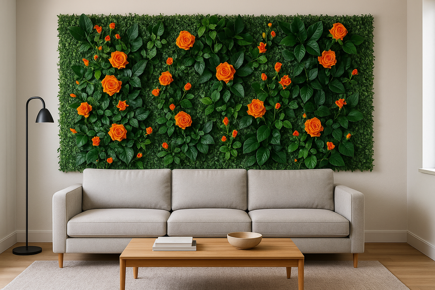 Mur Végétal Artificiel Fleurs Orange- Déco Exotique
