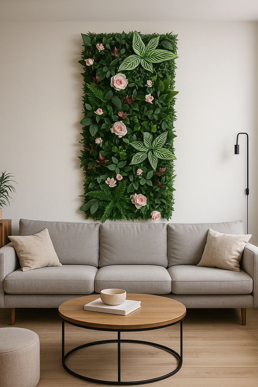 Mur Végétal Artificiel Fleurs Roses- Déco Exotique