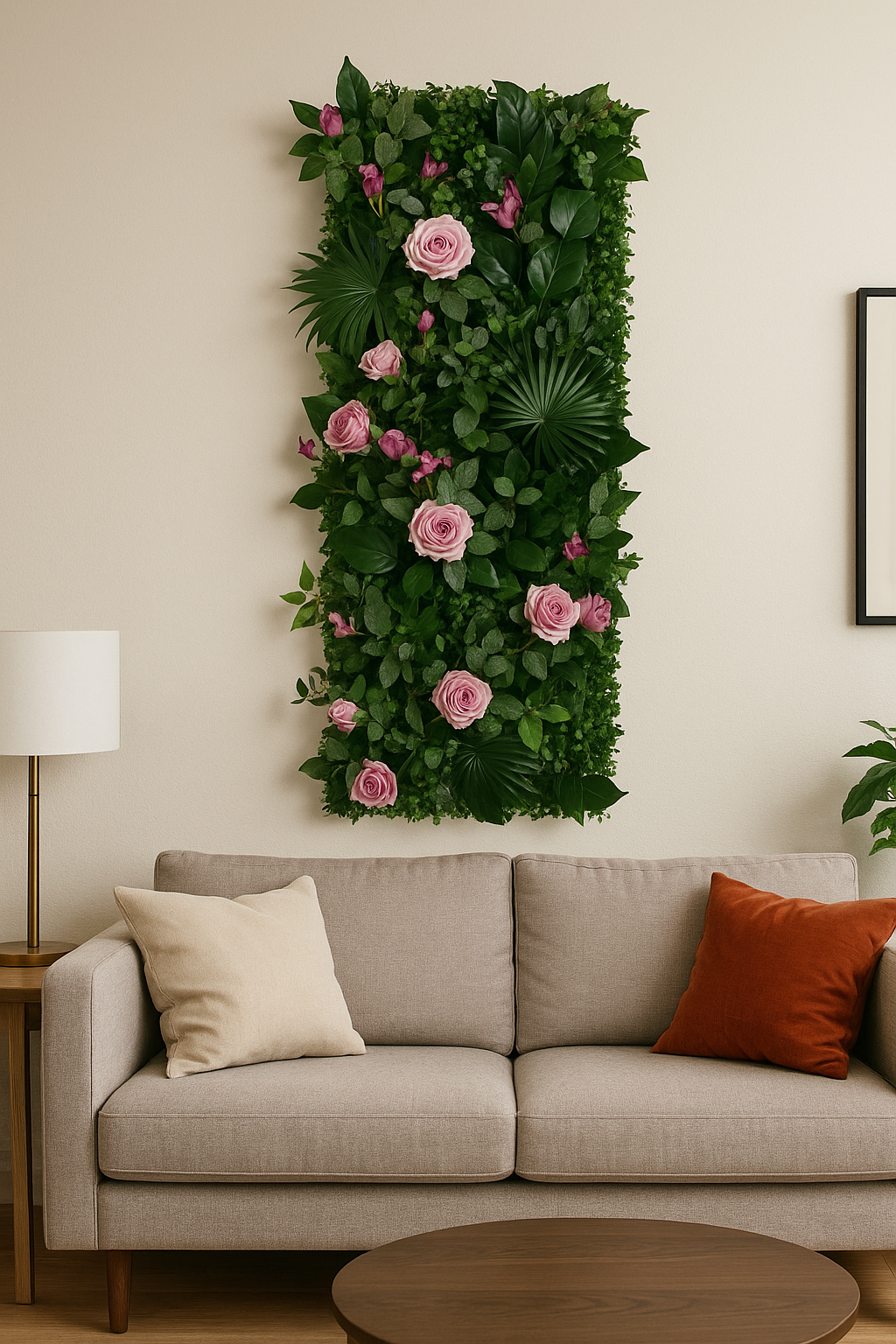 Mur Végétal Artificiel Vert et Rose- Déco Exotique
