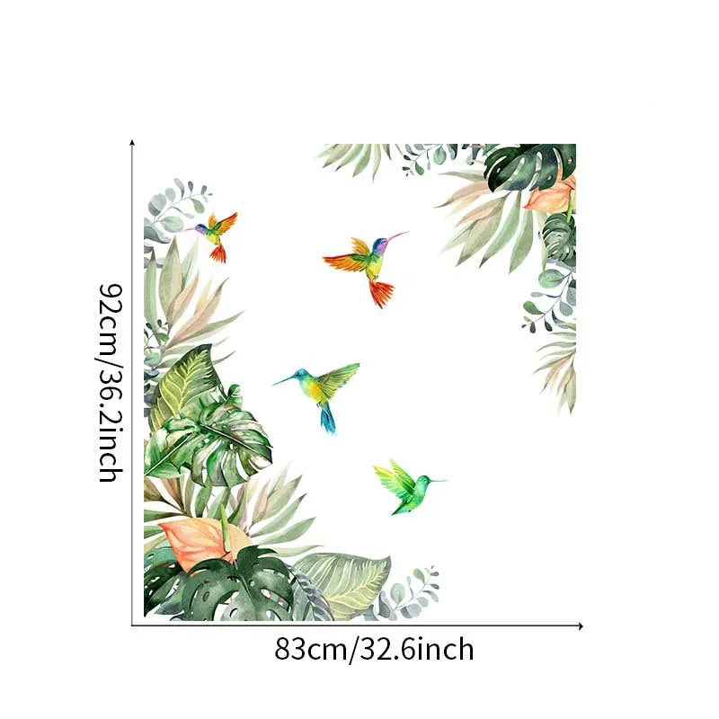 Stickers Colibri et Feuillage- Déco Exotique
