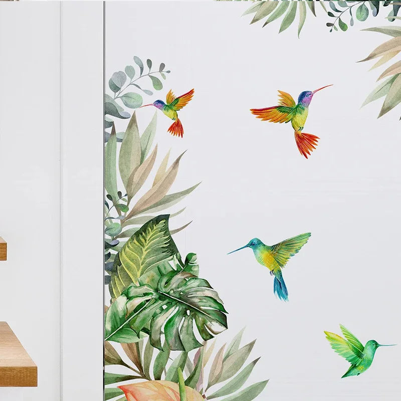 Stickers Colibri et Feuillage- Déco Exotique