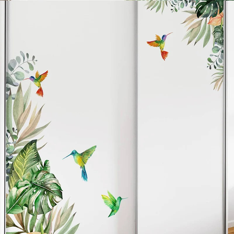 Stickers Colibri et Feuillage- Déco Exotique