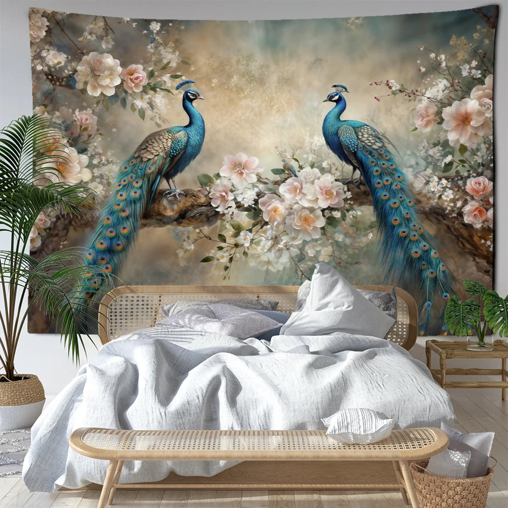 Tenture Vintage Paon- Déco Exotique