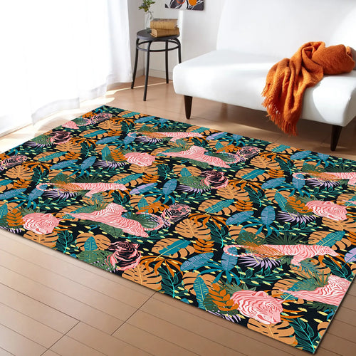 Tapis Jungle et Tigre Rose Déco-exotique.fr