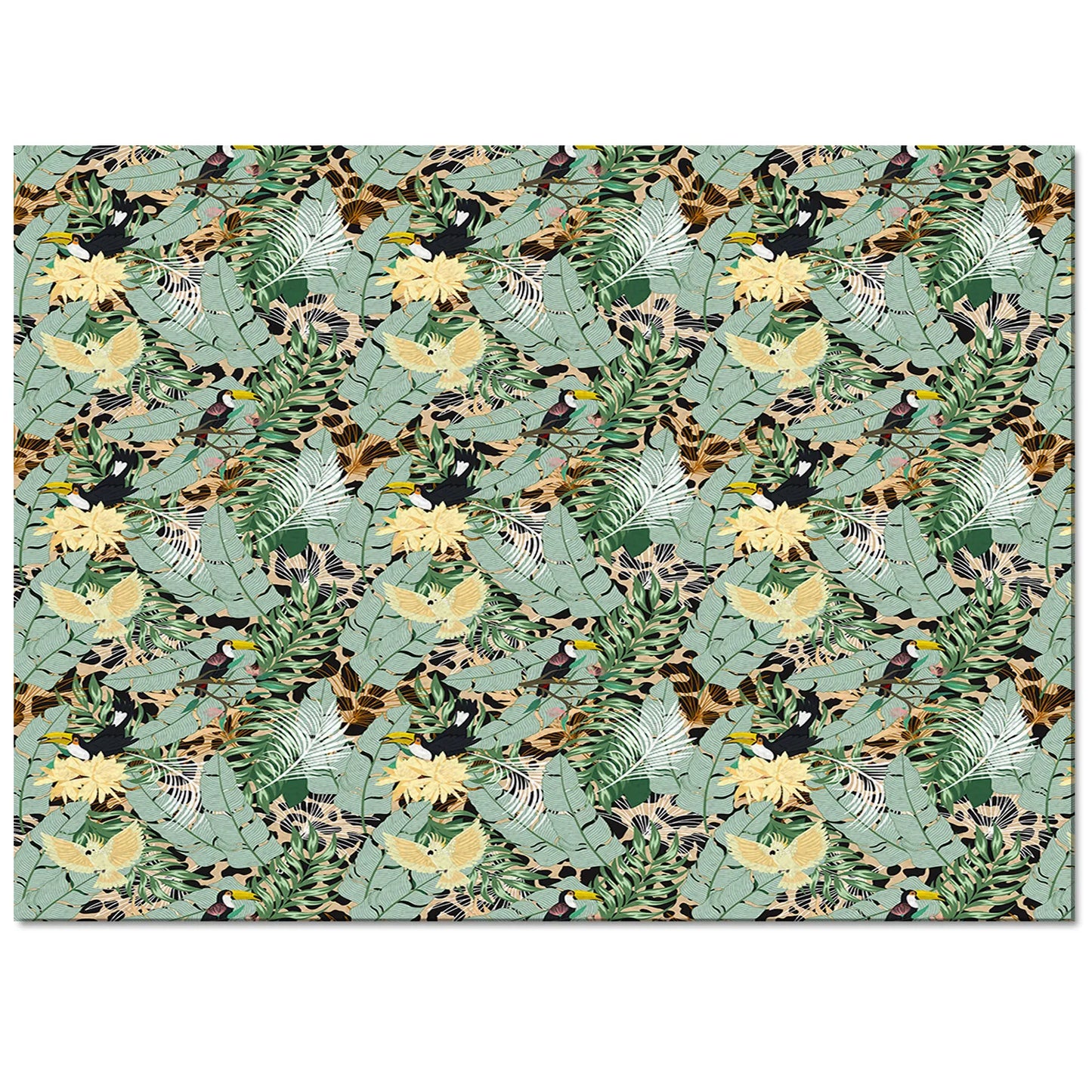 Tapis Jungle Perroquet Toucan Feuillage Déco-exotique.fr