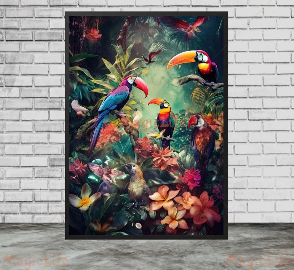 Poster Jungle Oiseaux Déco-exotique.fr