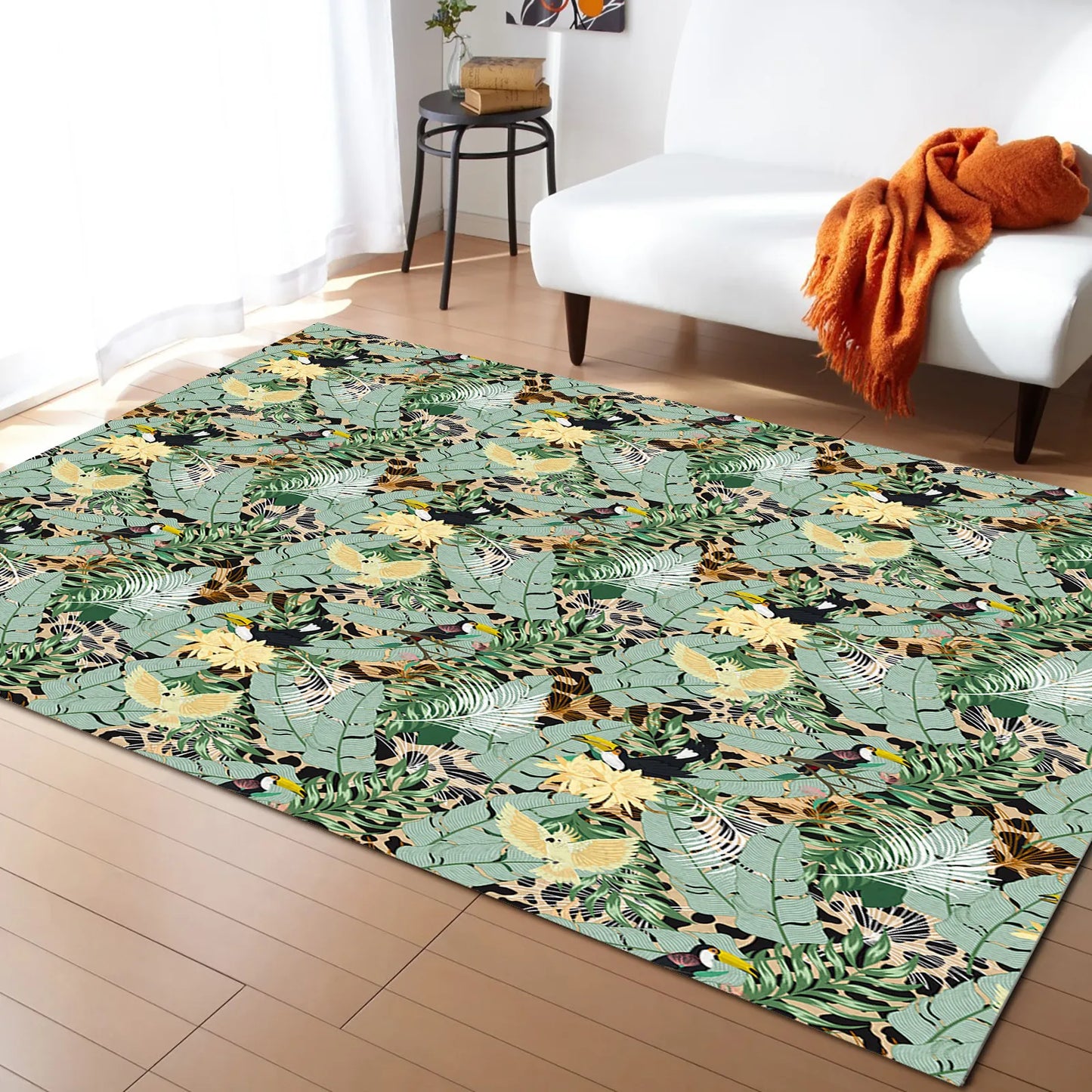 Tapis Jungle Perroquet Toucan Feuillage Déco-exotique.fr