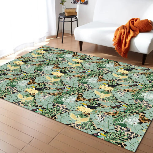 Tapis Jungle Perroquet Toucan Feuillage Déco-exotique.fr