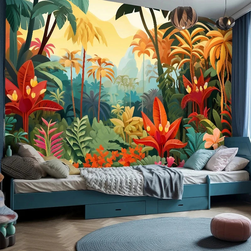 Papier peint Jungle Tropicale Colorée- Déco Exotique