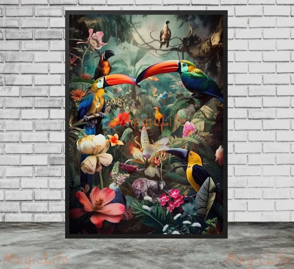 Poster Jungle Oiseaux Déco-exotique.fr