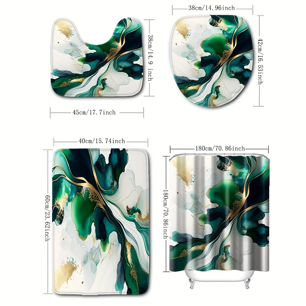 Rideau de douche Jungle Effet Marbre-Déco Exotique