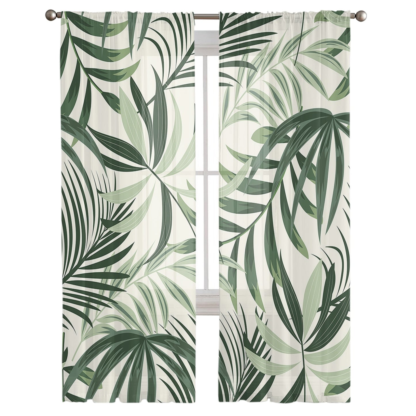 Voilage Jungle Vert et Blanc Déco-exotique.fr