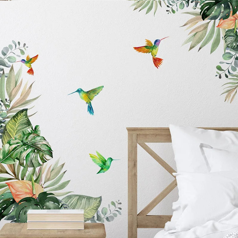 Stickers Colibri et Feuillage- Déco Exotique