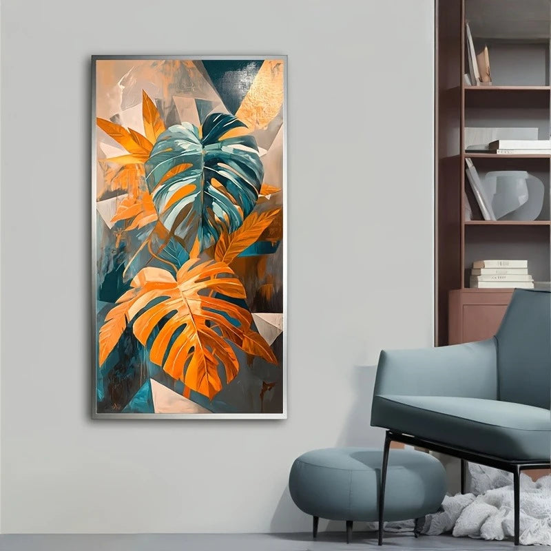 Affiche Feuillage Orange et Bleu-Déco Exotique