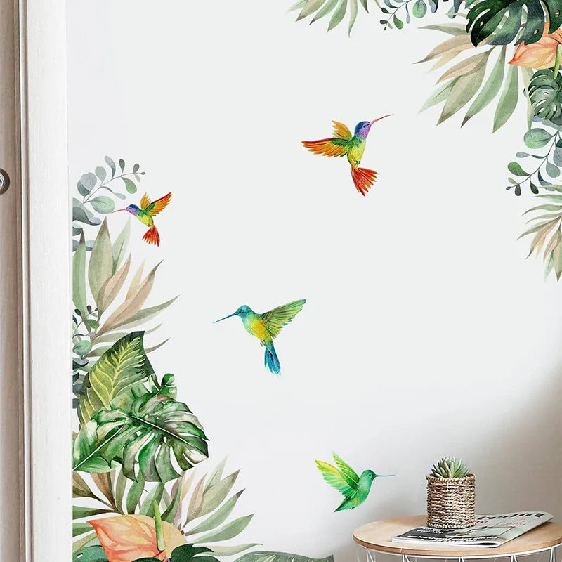 Stickers Colibri et Feuillage- Déco Exotique