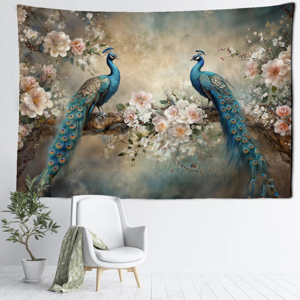 Tenture Vintage Paon- Déco Exotique