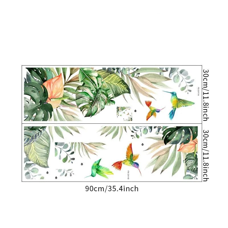 Stickers Colibri et Feuillage- Déco Exotique