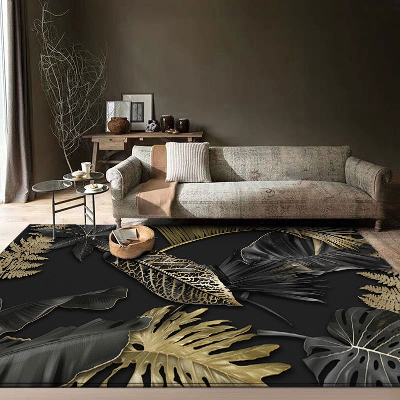 Tapis Jungle Noir et Or Déco-exotique.fr