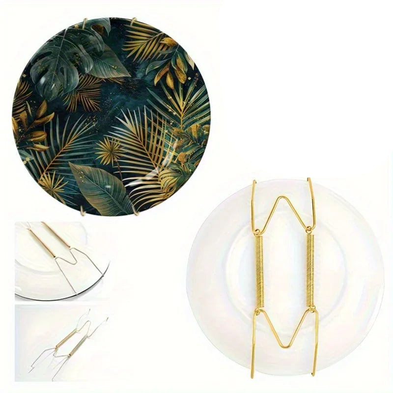 Assiette Décorative Murale Motif Feuilles Tropicales-Déco Exotique