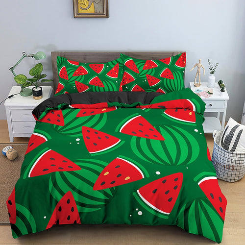 Housse de couette Tropical Pastèque Verte et Rouge Déco-exotique.fr