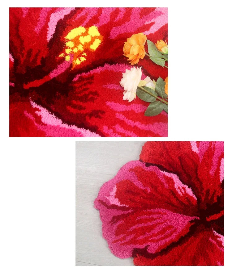Tapis Jungle Hibiscus Rond Déco-exotique.fr