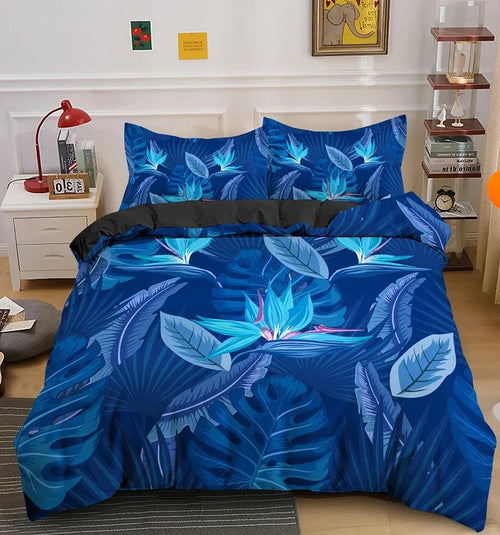 Housse de Couette Exotique Bleu - Déco-exotique.fr