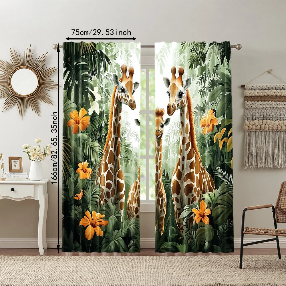 Rideaux Girafe Jungle- Déco Exotique
