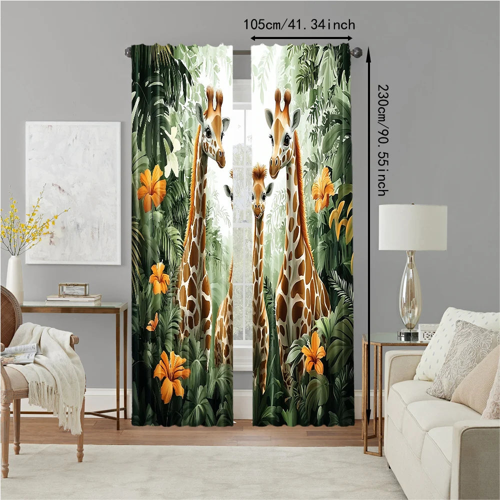 Rideaux Girafe Jungle- Déco Exotique