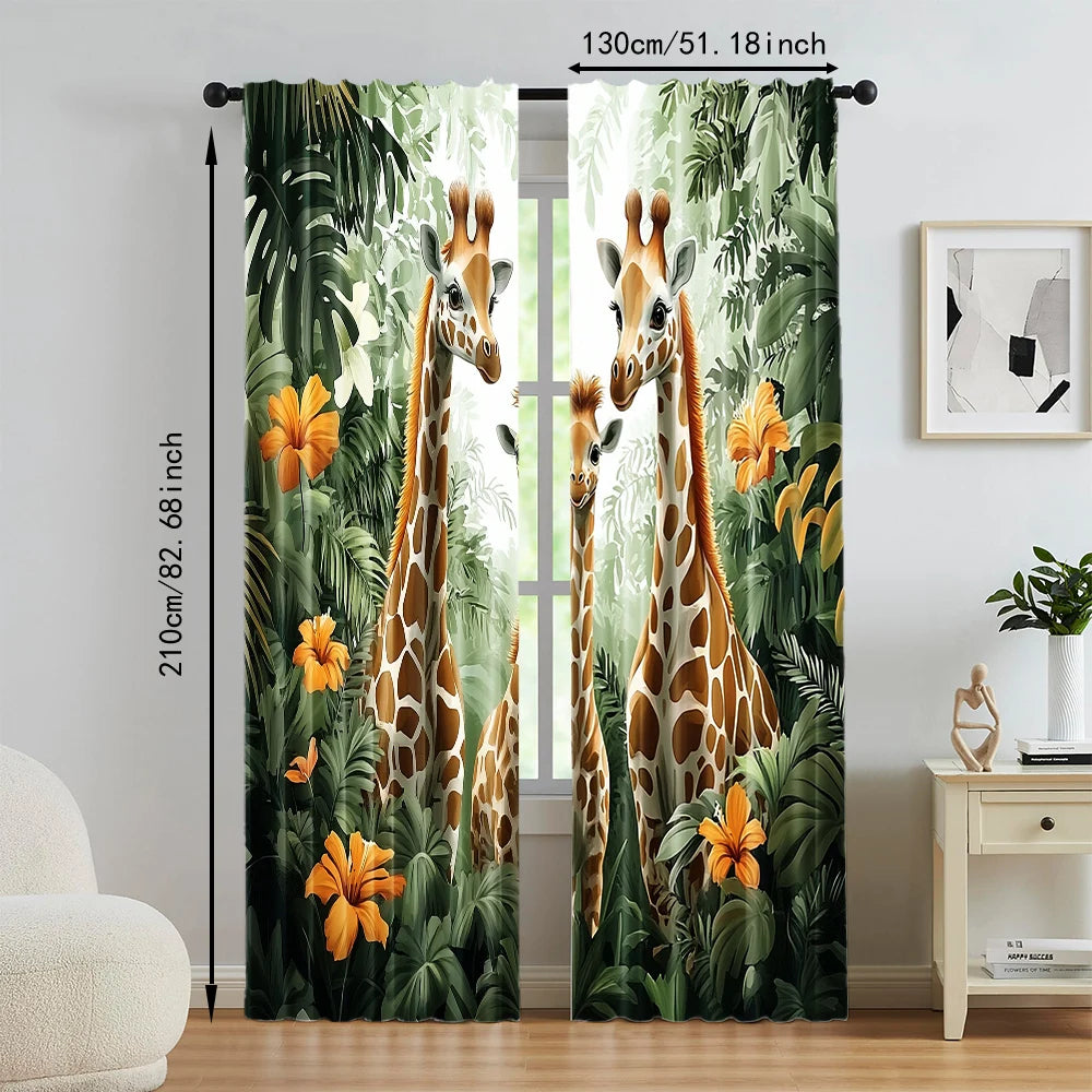 Rideaux Girafe Jungle- Déco Exotique