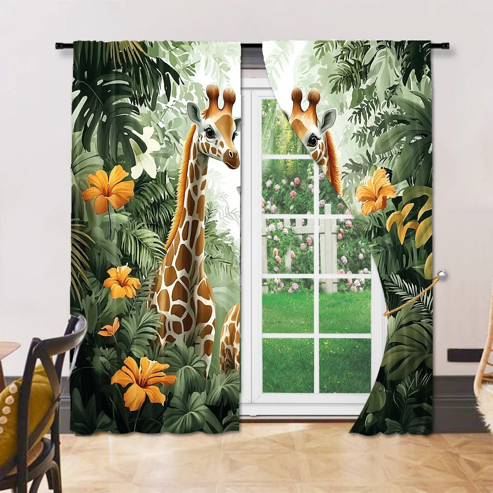 Rideaux Girafe Jungle- Déco Exotique