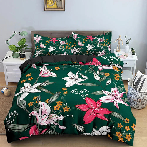 Housse de couette Feuillage et Hibiscus Déco-exotique.fr
