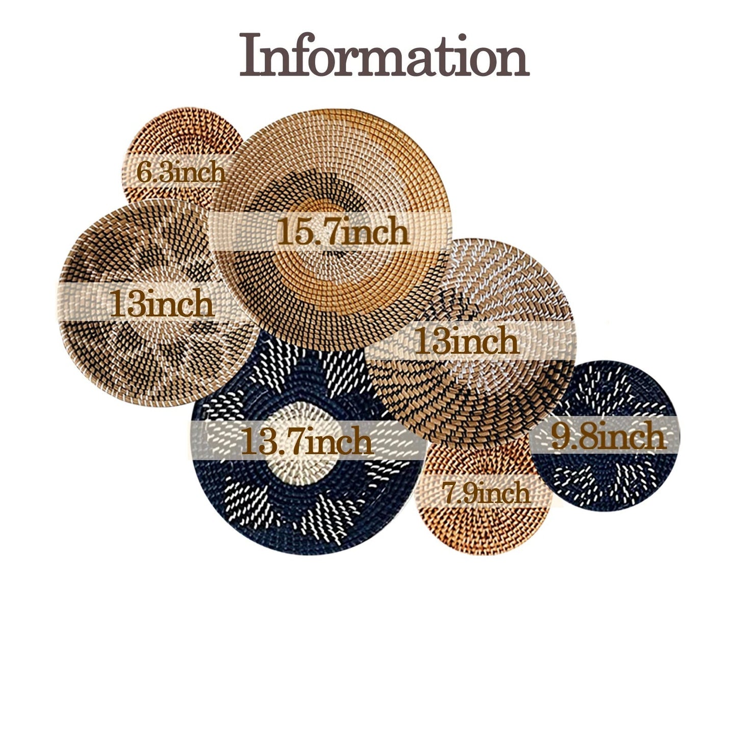 Lot Assiettes Murales Rotin Déco-exotique.fr