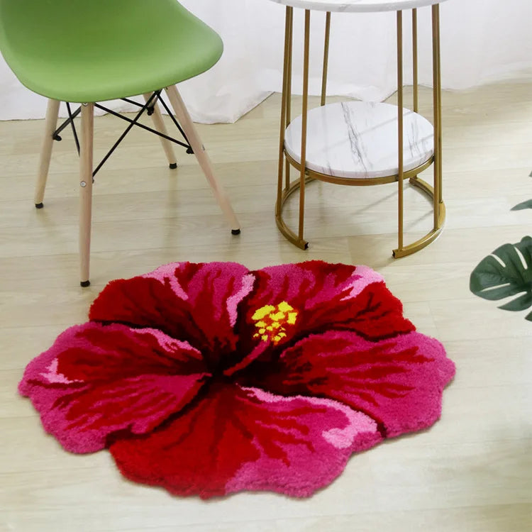 Tapis Jungle Hibiscus Rond Déco-exotique.fr