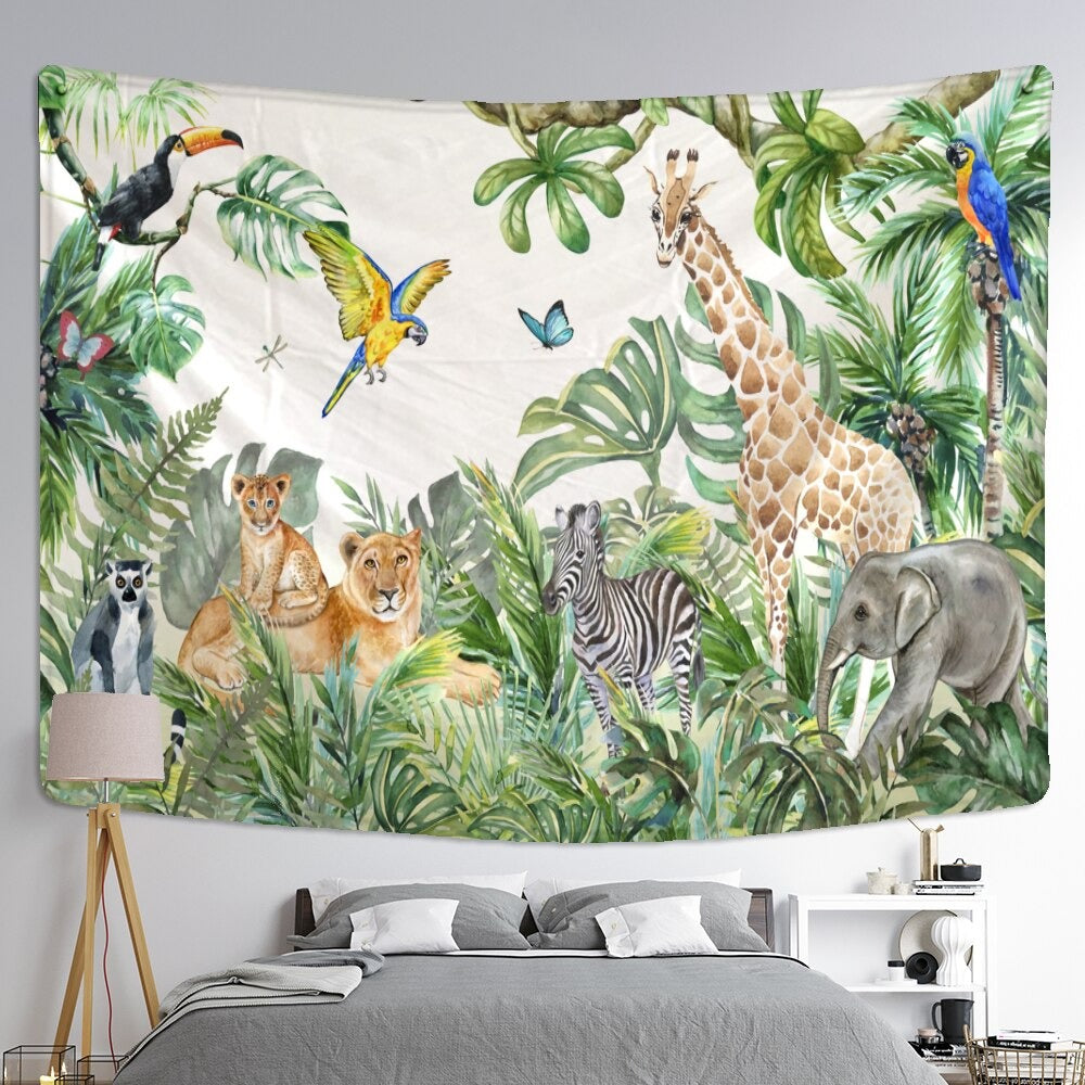 Tenture murale Jungle Animaux Déco-exotique.fr