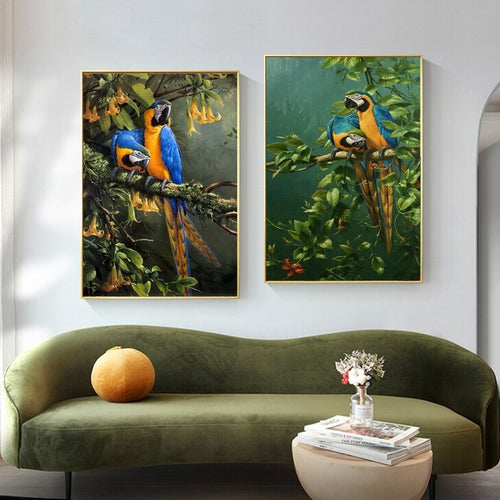 Affiche Jungle Couple Perroquet Déco-exotique.fr