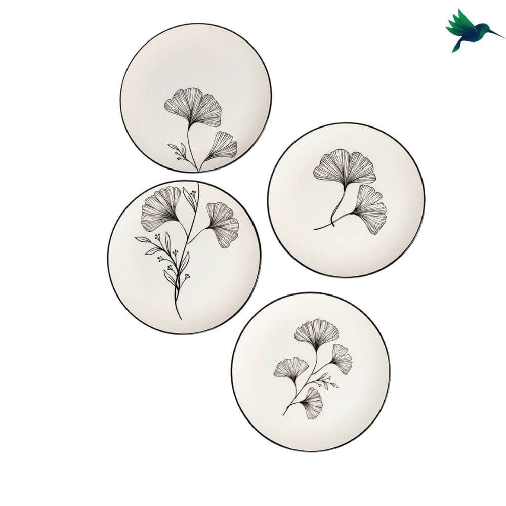 Assiette Ginkgo noir et blanc Déco-exotique.fr