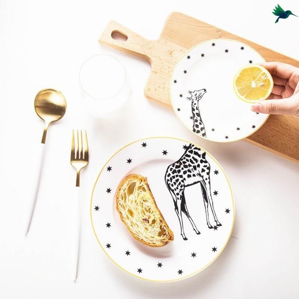 Assiette Jungle Noir et Blanc Déco-exotique.fr