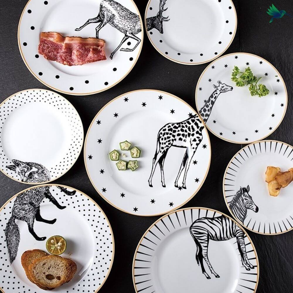 Assiette Jungle Noir et Blanc Déco-exotique.fr