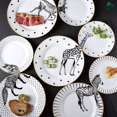 Assiette Jungle Noir et Blanc Déco-exotique.fr