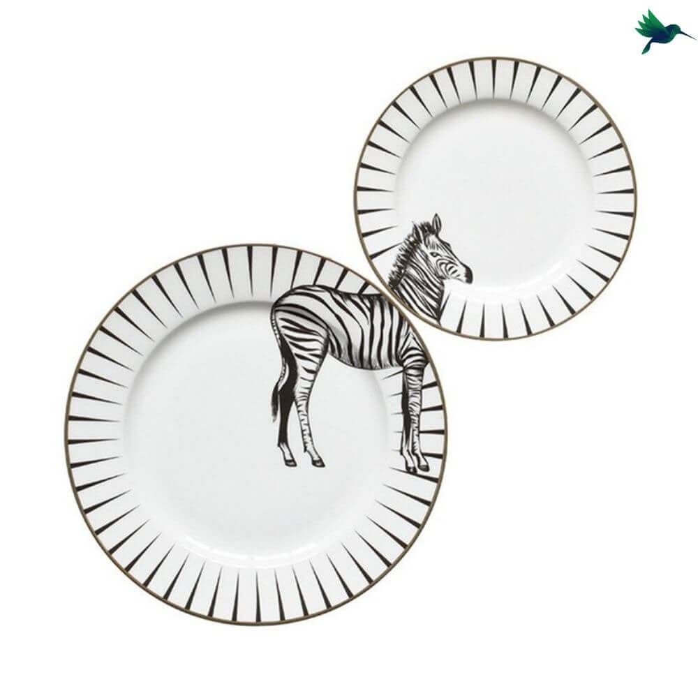 Assiette Jungle Noir et Blanc Déco-exotique.fr