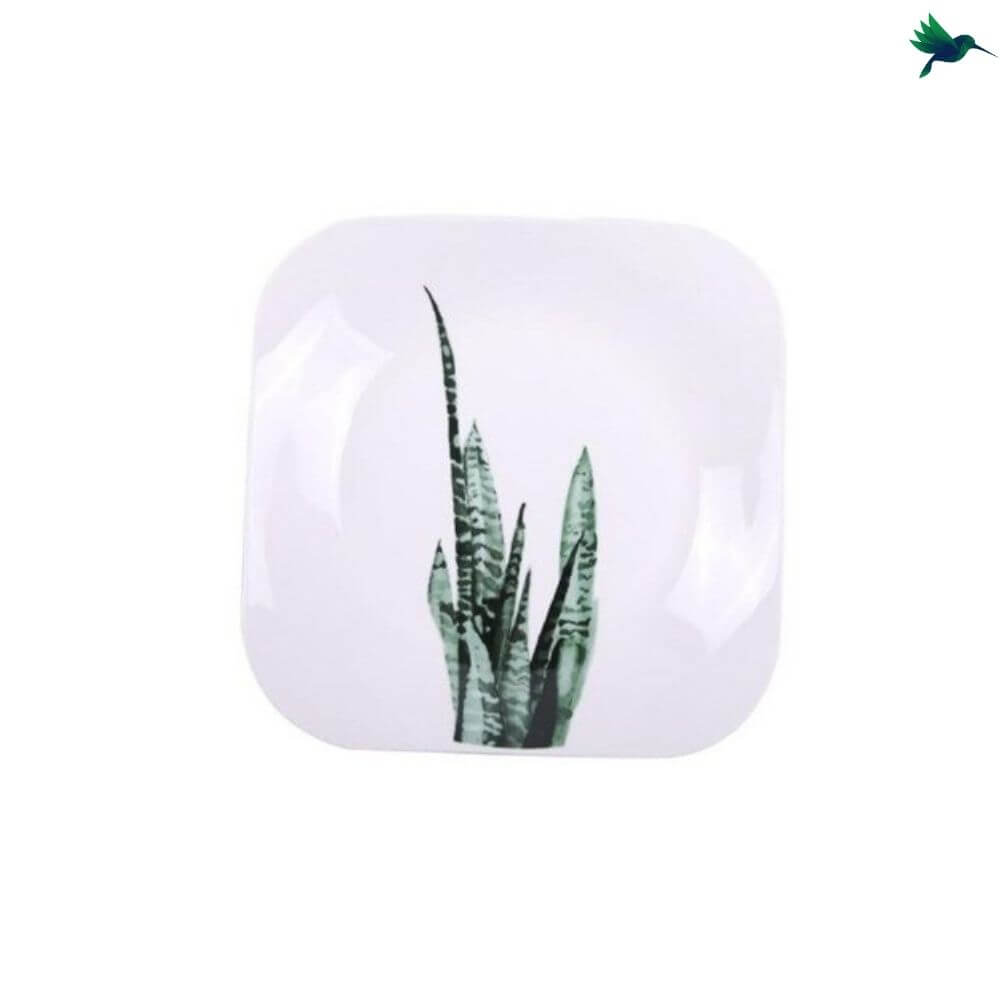 Assiette à Dessert Carrée Motif Tropical Déco-exotique.fr